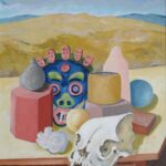 Still life with mask and boxes